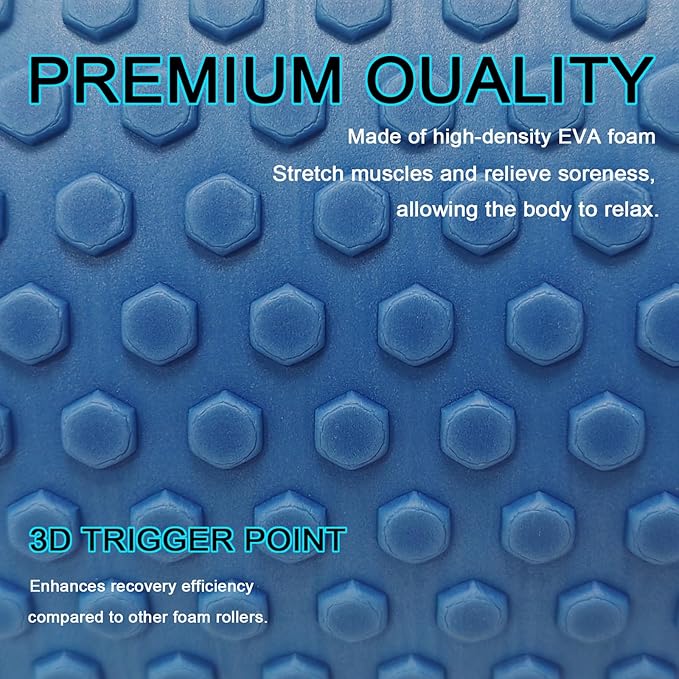 35“ High Density Fitness Foam Roller, Super Soft Round PE Foam Roller Exercises Yoga, Stretching, Deep Tissue&Muscle Recovery Relieves Muscle Pain, Improves Mobility & Circulation (Blue)