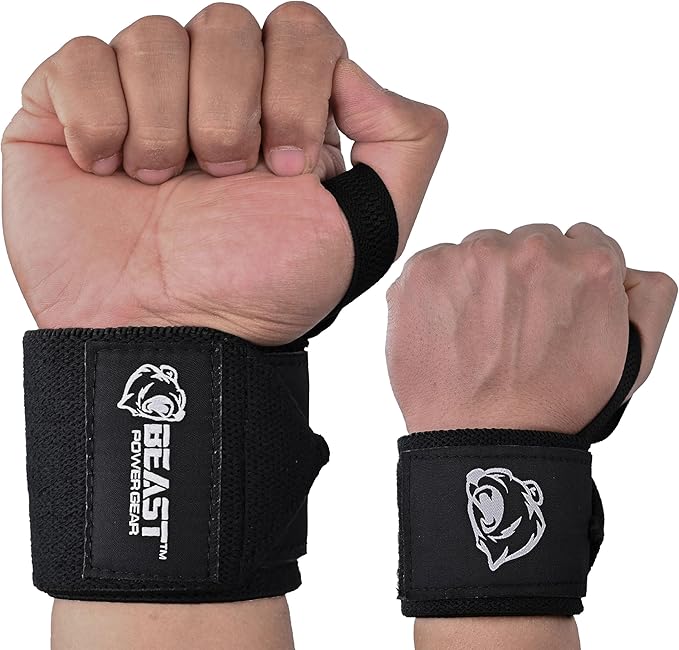 Beast Power Gear Wrist Wraps for Weightlifting 18” Premium Quality Wrist Support for Bodybuilding Heavy Duty Thumb Loop Powerlifting, Strength Training for Men and Women