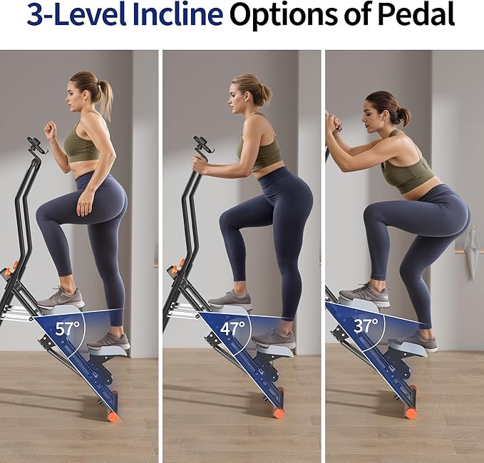 Stair Steppers with Resistance at Home Gym, Folding Vertical Climber Cardio Exercise Machine, Stair Climber for Full Body Workout with LED Display