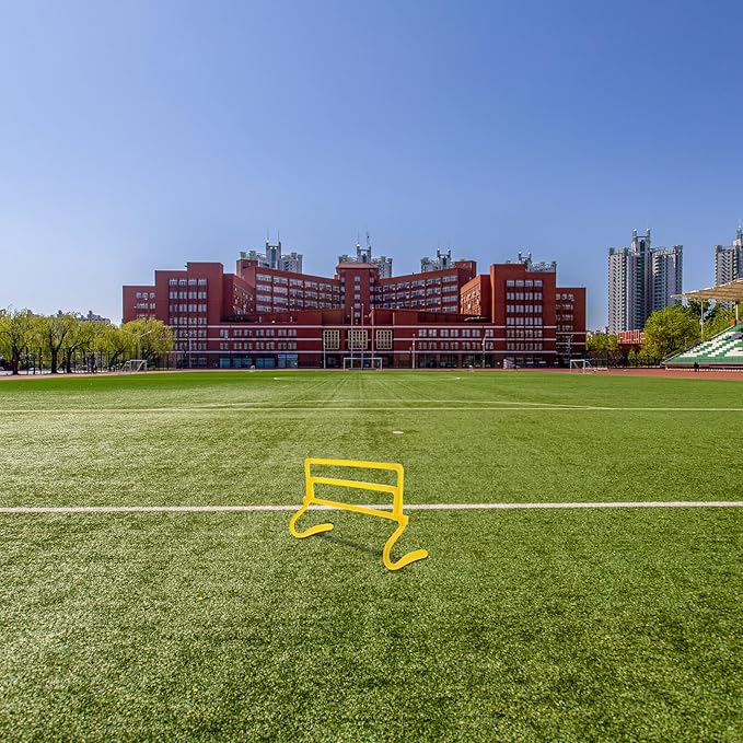 Adjustable Height Soccer Agility Training Hurdles Set with Portable Foldable Yellow Bars for Football Speed and Athlete Jumping Drills