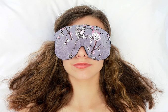 Handmade Weighted Sleep Eye Mask Yoga Pillow - Flax Seed Fill - Lavender Scented - On a Wing - TEMFL-OW