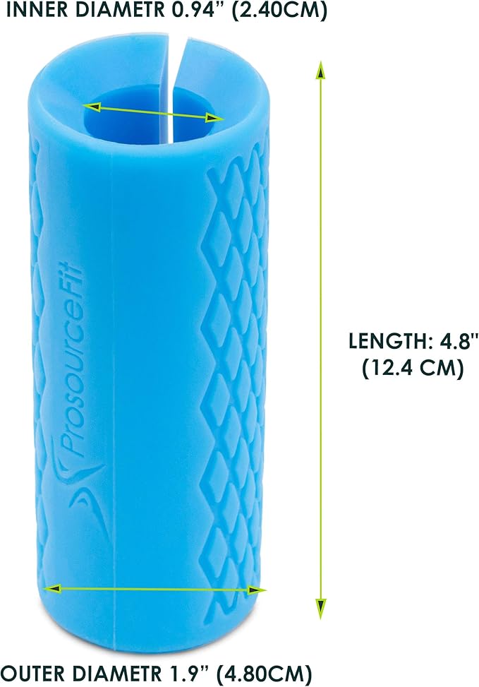 ProsourceFit Thick Grips for Dumbbell and Barbell, 1.9-in Axle Bar Adapter for Weightlifting and Strength Training (Blue)