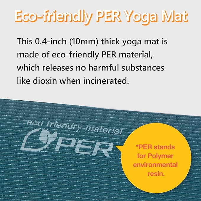 Primasole PER Eco-Friendly 2-Color Yoga Mat (0.4") - Secure Grip for Yoga, Pilates, Gym, Tear-Resistant, Portable w/Strap & Bag, 68x24" Forest Green/Black, All Levels,Easy to Clean
