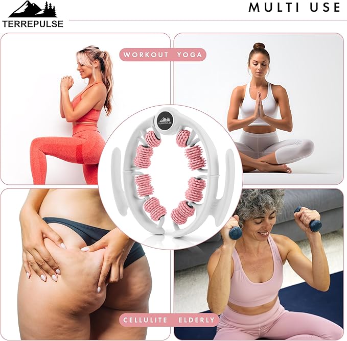 Anti Cellulite Roller & Lymphatic Drainage Massager | Deep Tissue Fascia Blaster & Muscle Roller | Tool for Sore Arms, Legs, Shoulders, Stomach & Buttocks (Pink)