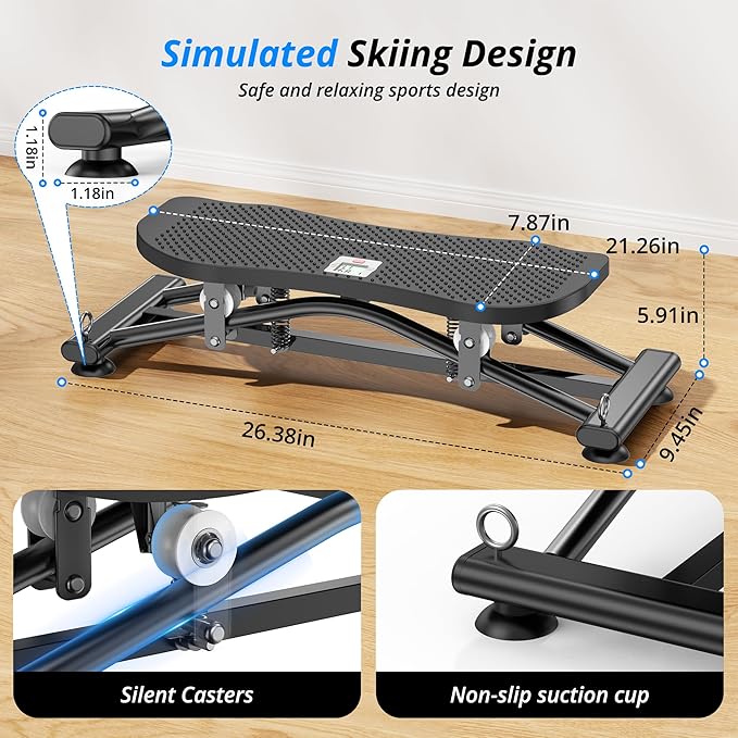 Balance Board with Resistance Bands, Versatile Rocking Stepper, Ski Machine & Wobble Board Featuring LCD Monitor, 330 lbs High-Capacity Side Steppers for Exercise at Home