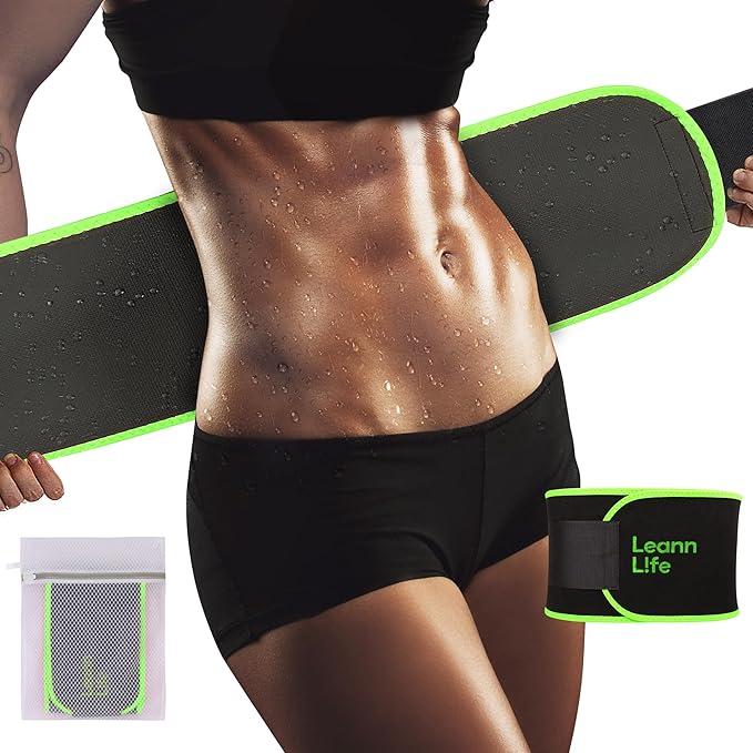 Waist Trimmer Belt – One Size 52″ Fits All Women & Men, Premium Neoprene Sweat Waist Trainer for Workout & Fitness