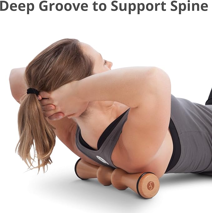 Body Back Wood Back Roller, Spine Stretcher & Aligner, Ma Roller, Back Cracker for Back Pain Relief and Muscle Recovery, Manual Back Massager, Wood Therapy Massage Tool (15 inch)
