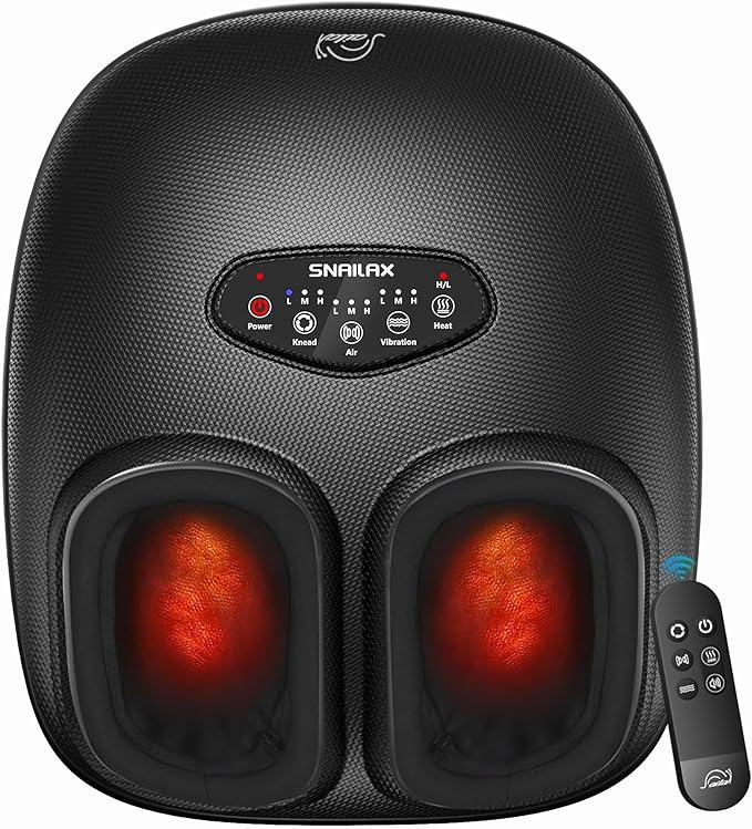 Snailax Shiatsu Foot Massager with Heat, Deep Kneading, Compression, Vibration, Electric Feet Massage Machine for Plantar Fasciitis,Neuropathy,Foot Warmer,Remote Control,Size 13,Mother's Day Gifts