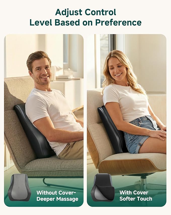 Snailax Shiatsu Back Massager for Back Pain Deep Tissue, Lower Back Neck Massager with Heat, 3D Kneading Back Massager for Chair, Massage Pillow as Gifts for Mom, Dad, Women
