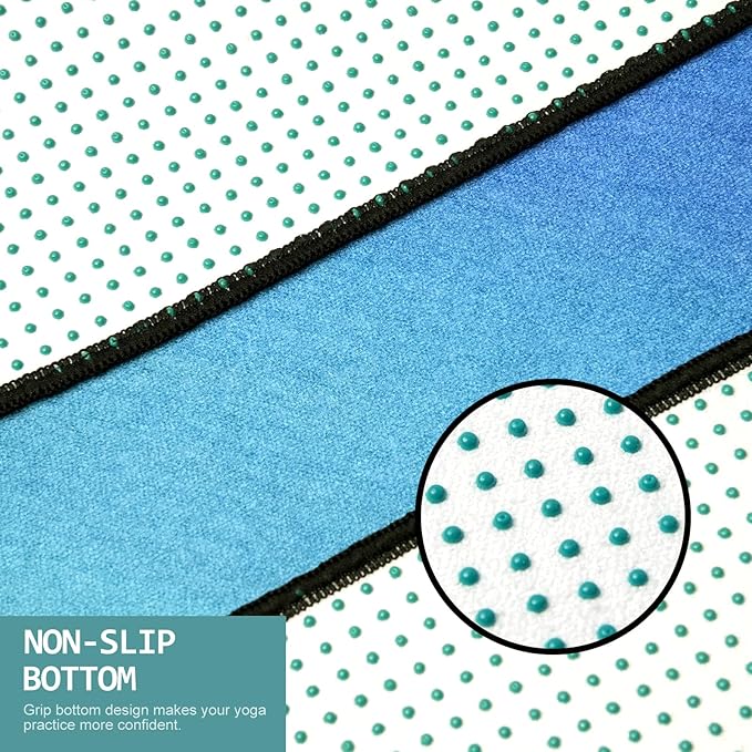 Eunzel Hot Yoga Towel, Non Slip Yoga Mat Towel Sweat Absorbent Printed Yoga Towel with Grip Dots for Hot Yoga, Pilates and Workout 72"x 24", Oceanic Melt