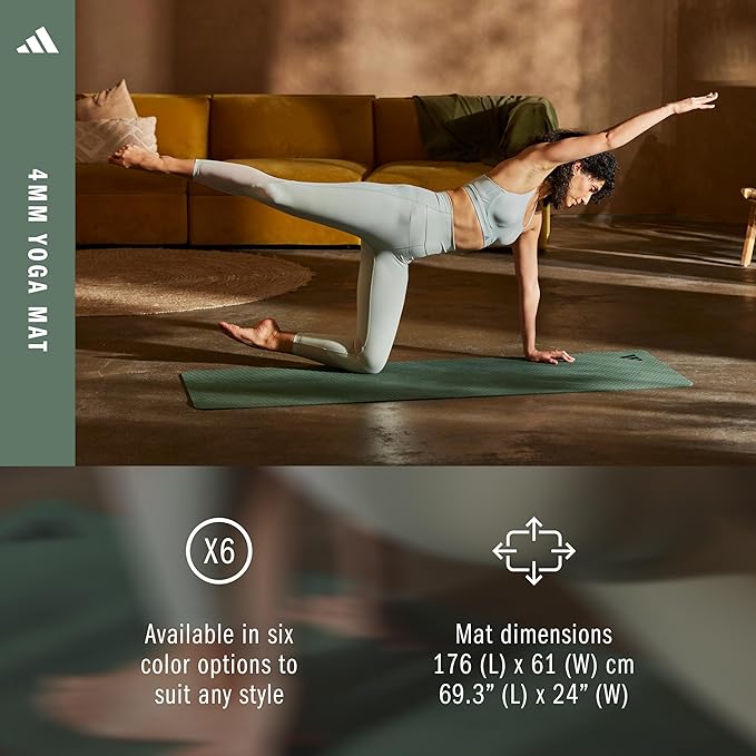 adidas Yoga Mat - Eco Friendly - Non Slip, Durable Textured Surface