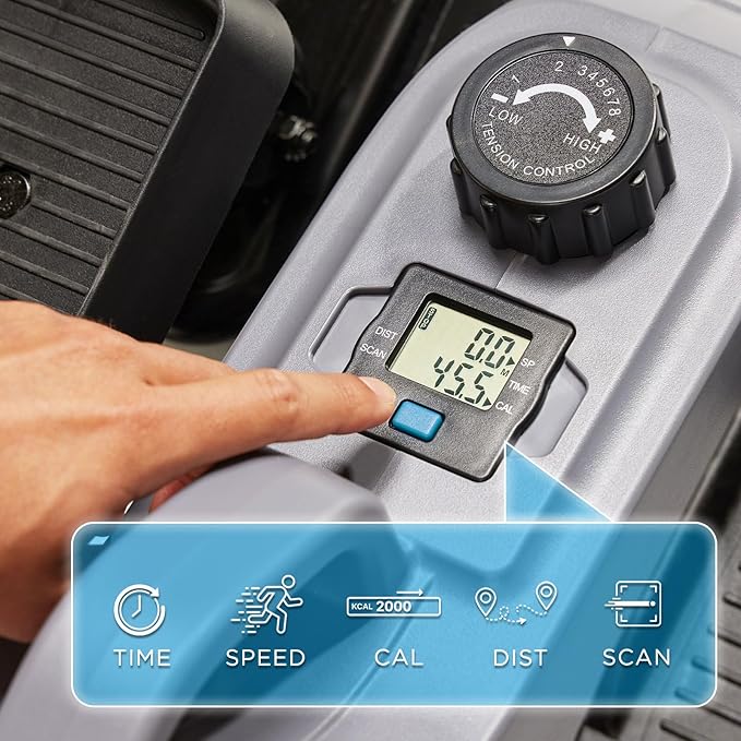 JLL Elliptical Exercise Machine, Mini Elliptical Cross Trainer 2-in-1 Sit/Stand, 8-Level Magnetic Resistance, Compact Home & Office, LCD Monitor, Free Smart Fitness App, Transport Wheels