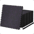 AIRHOP 0.79in Thick 24 Sq Ft Exercise Equipment Mats, 6 Tiles Upgraded Rubber Top with High Density EVA Foam, Large Interlocking Puzzle Gym Flooring for Home Gym, Heavy Weight Workout,Black & Purple