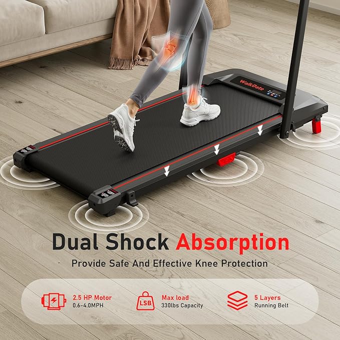 Walking Pad, Incline Walking Pad Treadmill, Under Desk Treadmills 265 Lbs Capacity, 2.5HP Low Noise Portable Running Machine for Home and Office, with LED Display, Remote Control
