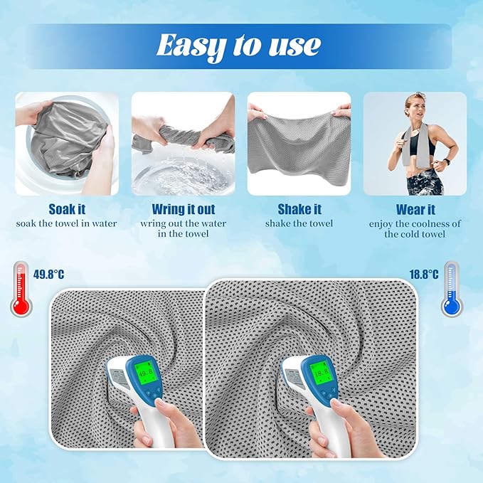 PAWPRO 4 Packs Cooling Towels for Neck and Face(40"x12"), Soft Breathable Cooling Towel with Waterproof Bag & Carabiner,Microfiber Cooling Towels for Yoga, Sport,Gym,Camping (Multicolor)