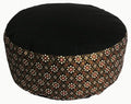 Meditation Cushion Zafu Pillow - Buckwheat and Kapok Fill - Indochine Black Diamond