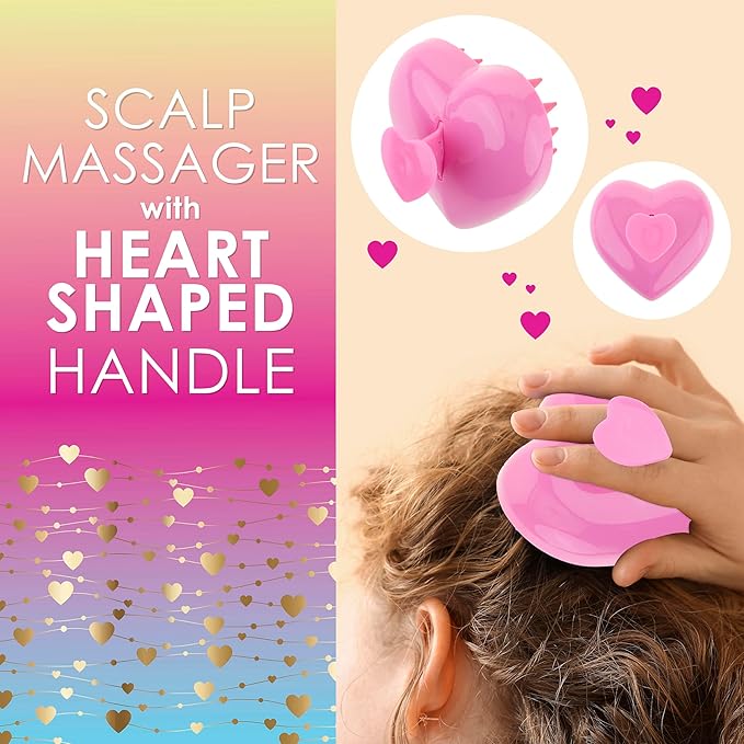 EXPRESSIONS Heart Shaped Scalp Massager Tool for Rejuvenating Scalp and Hair Follicles with Ergonomic Design Silicone Scrubber for Daily Care - Pink