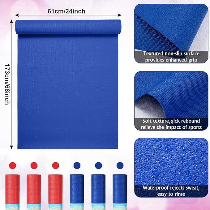 Amylove 12 Pieces Yoga Mats Bulk 68x24x0.12 Inch Exercise Non Slip Fitness Workout Mats for Women Men Home Workout Gym Yoga