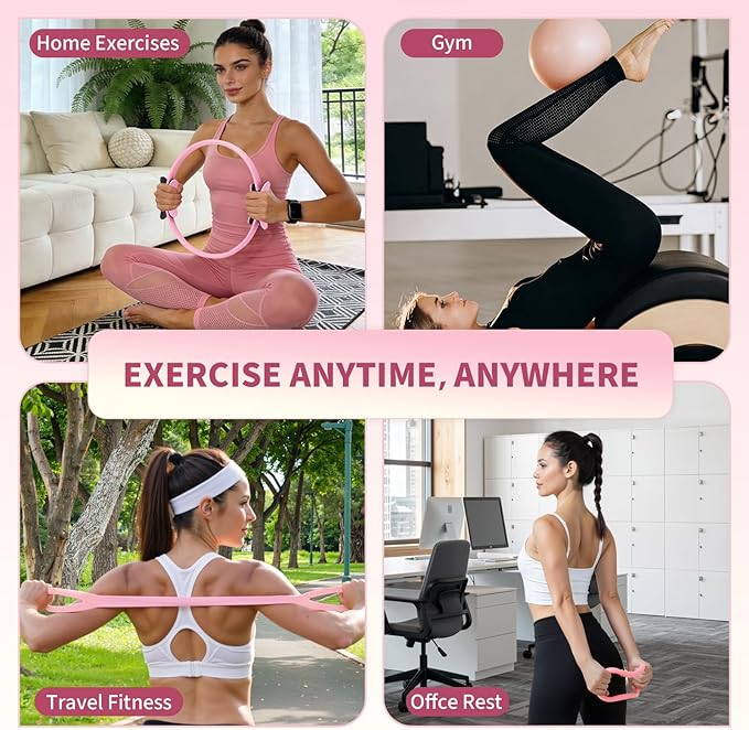 Pilates Ring Set for Women, Home Workout Pilates Equipment with Resistance Bands, 14'' Magic Circle, Mini Ball, Pilates Starter Kit for Strength