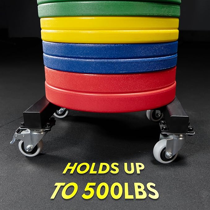 Valor Fitness Bumper Plate Storage Rack, Olympic Weight Plate Tree with Locking Wheels, 500 lb Capacity, 2 Inch Plate Holder for Home Gym, Garage Gym, and Commercial Fitness Use