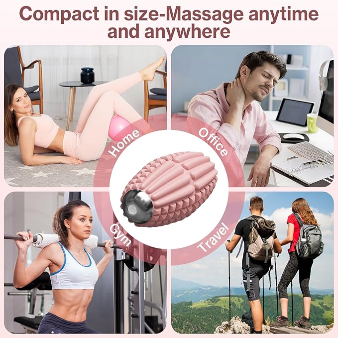 Upgraded Vibrating Massage Ball,4-Speed with Rechargeable,Trigger Point Myofascial Massage Roller Ball for Relieving Muscle Pressure, Electric Massager for Fitness/Yoga/Training (Pink)
