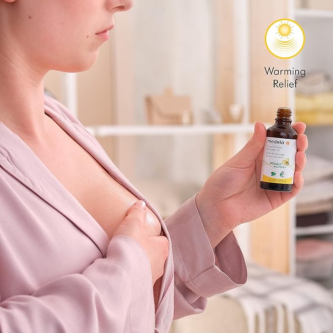 Medela Organic Breast Massage Oil for Breastfeeding Mothers | Relieve Breast Tenderness and Fullness | All-Natural Formula with Nourishing Ingredients I Made in Canada, 1.69 fl. oz.