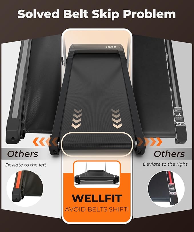 WELLFIT 10% Incline Walking Pad Treadmills for Home, Under Desk Treadmill 320lb Capacity, Voice Controlled Works with KINOMAP Apple Health, Compact for Apartment, Easy to Move Store Upright Place