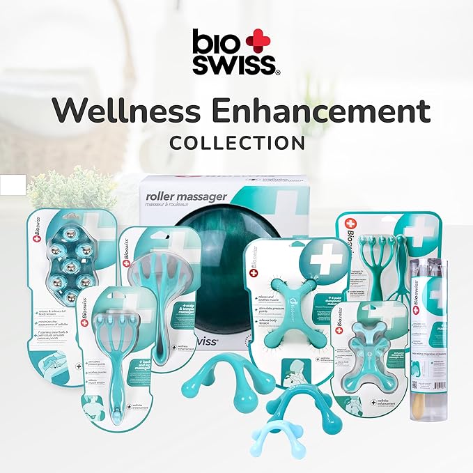 BioSwiss Roller Ball Massager, Handheld Full Body Massage Tool for Back, Legs, and Muscles
