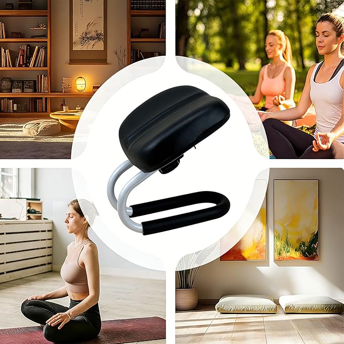 Meditation Stool，Portable Metal Kneeling Stool， with Anti-Slip Covers and Adjustable Height，The Angle Design is Ingenious and Ergonomic，Ergonomic，Suitable for Prayer, Meditation and Yoga