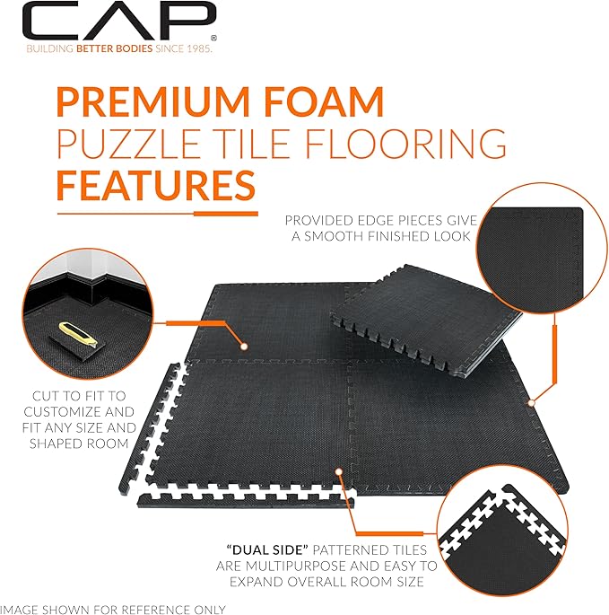 CAP Puzzle Exercise Mats | 1” Thick EVA Interlocking Foam Tiles for Home Gym Flooring | Multiple Options