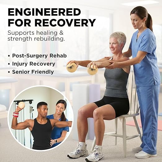 THERABAND Soft Weight, 4.5" Diameter, Weighted Balls for Baseball, Weighted Balls for Softball, Hand Held Ball Shaped Isotonic, Shoulder Strength, Rotator Cuff & Throwing Trainer, Tan, 1.1LB
