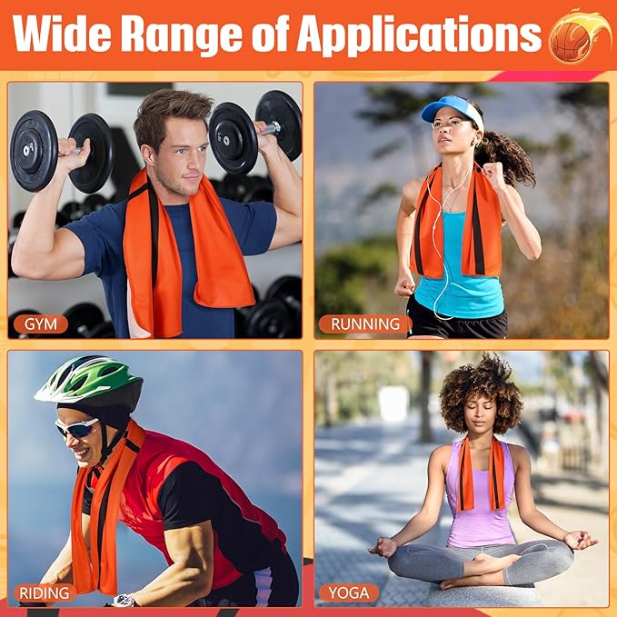 12 Pcs Cooling Towel Baseball Football Basketball Breathable Chilly Softball Soccer Ice Towel, 40"x12" Tennis Microfiber Accessories for Player