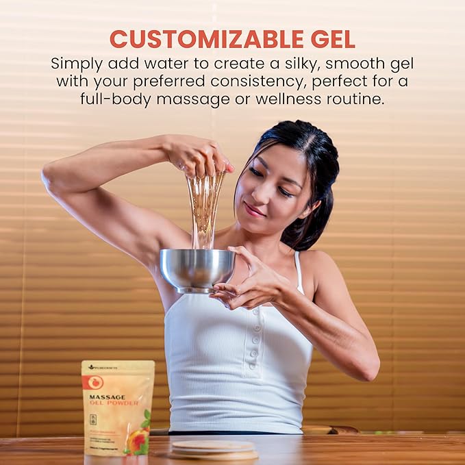 Massage Gel Powder 50g | Peach Fragrance | Made in Japan | Smooth and Slippery Gel for Wellness and Relaxation | 50g Makes 1.32 Gallons/ 5 litres | Just Add Water