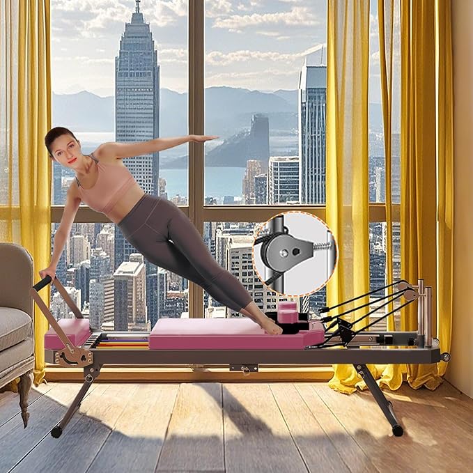Pilates Reformer, Pilates Exercise Equipment, Foldable Home Workout Equipment for Home or Studio,Yoga Studio Same Commercial Fitness Equipment