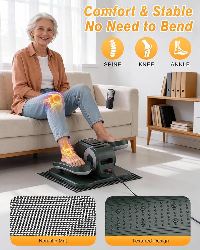 VIVURN-Upgraded Under Desk Elliptical, Leg Exerciser As Seen on TV, 12 Speeds Forward & Reverse Manual & Auto Mode, Electric Seated Pedal Exerciser with Non-Slip Mat, Quiet Operation for Home Office