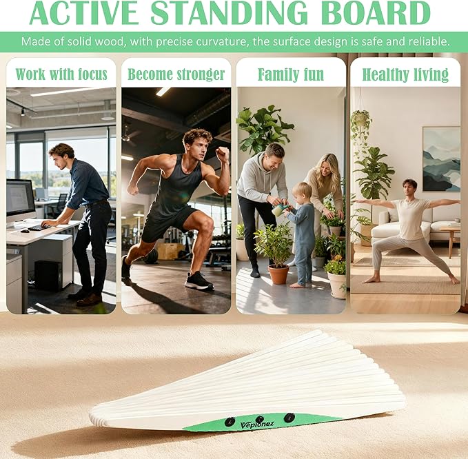 Wooden Balance Board, 440LBS Capacity Wobble Balance Board for Standing Desk 3D Design Anti-Fatigue Anti-Slip Rocker Board for Core Strength, Physical Therapy,Surfers Skiing Skateboarding Simulation