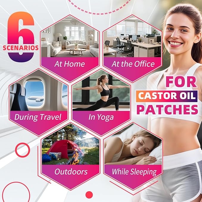 Castor Oil Pack Wrap Patch - Organic Cotton Castor Oil Belly Button Patch, Disposable Self-Adhesive Abdominal Pads, Portable Anti Leakage High Absorbent Patch for Multi-Area Use 15 PCS