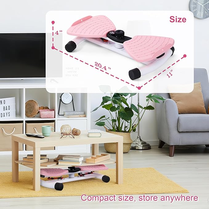 Waist Twister Machine Exercise With Digital Display To Track Time, Reps And Calories Burned, Waist twister machine With Balance Rope, Noiseless Abs Twister Plate, Holds 220 Lbs (pink and white)