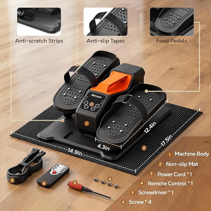 Under Desk Elliptical Machine, Electric Ellipse Leg Exercise as seen on TV, Quiet Seated Pedal Elliptical for Seniors with Remote Control for Home Office, 12 Adjustable Speeds