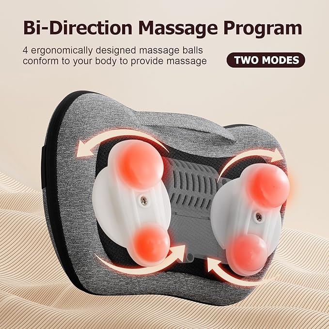 VIKTOR JURGEN Shiatsu Back Massager with Heat, Mothers Day Gifts for Mom, Dad, Women, Men, Deep Tissue Massage for Neck, Shoulder, Upper & Lower Back Pain Relief, Electric Kneading 3D Massage Pillow