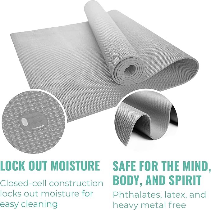 12-Pack Classic Yoga Mat With Carrying Strap, 68" x 24" Non Slip Exercise Mat, 4mm Thick Gym Mat, Bulk Non Toxic Yoga Mats for Home Workout, Schools, Classroom, and Studios