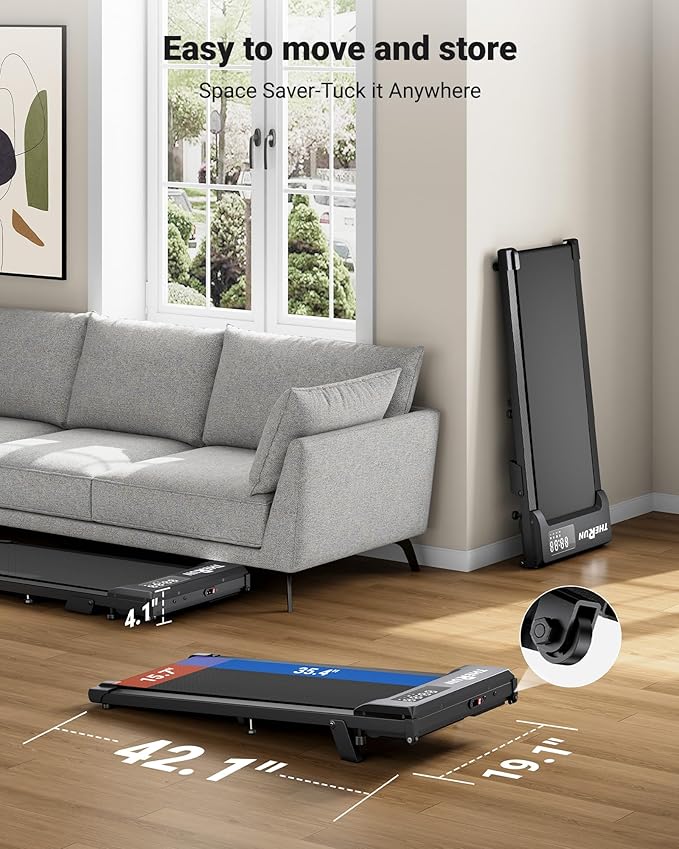 THERUN 10% Walking Pad with Auto Incline, Walking Pad for Home and Office, 2.5 HP Brushless Core Portable Under Desk App Walking Pad with Remote Control and LED Display