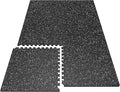 PRAISUN 0.6" Thicker Rubber Top Gym Flooring for Home Gym, 6 Pcs 24 Sq Ft Workout Mats, Exercise Mat, Interlocking Rubber Floor Mats with High Density EVA Foam for Garage, 24 x 24in, Black/Grey