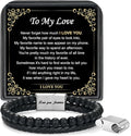 LUXEJEW Gifts for Men - Beaded Leather Bracelet 6mm Matte Agate Stone Bracelets for Men Dad Son Husband Boyfriend Grandpa Grandson Brother Uncle Nephew Adjustable Magnetic Clasp