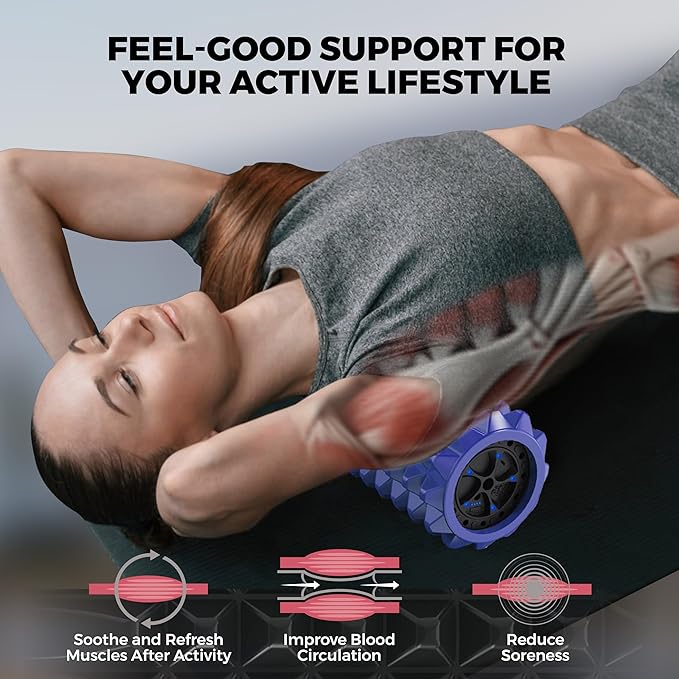 Nordic Lifting Vibrating Foam Roller w/ 5-Speed Vibration – High-Density EVA Foam for Deep Tissue Massage, Relaxation & Mobility Support