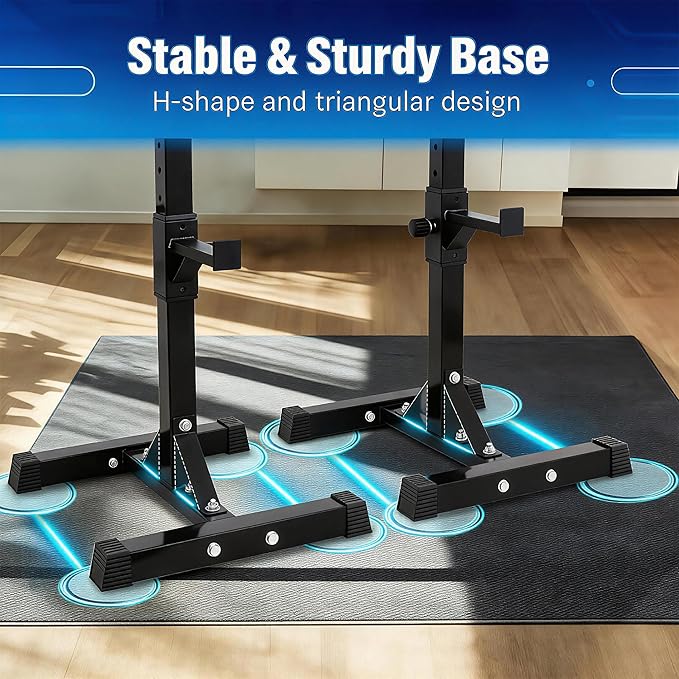 ZENY Adjustable Squat Barbell Rack Stand, Bench Press Rack for Home Gym Strength Training, Max Load 550LB
