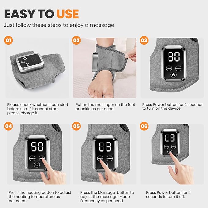YAZHI Foot Massager 2-in-1 Warming Wrap – Relax & Renew Foot & Ankle Massager with 3 Modes & 4 Heat Levels, Portable for Home or Travel 2pack