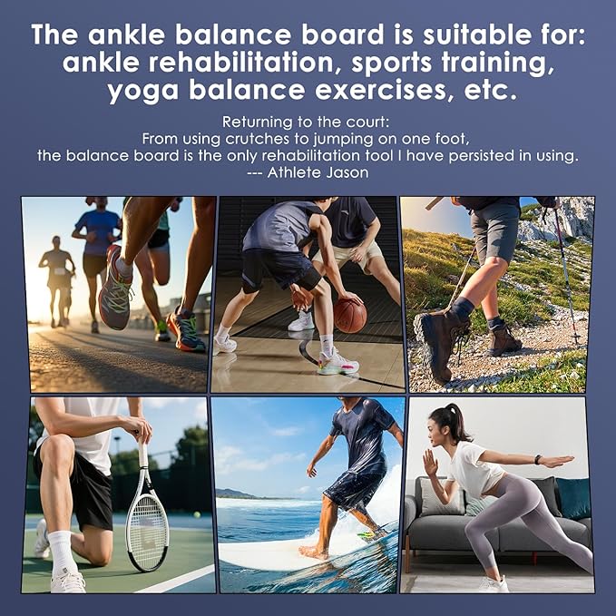 Ankle Balance Board & Ankle Strengthener - Non-Slip Axis Board Wobble Board for Physical Therapy, Fast Injury Recovery & Core Strength, 300lbs Capacity - Ideal Balance Trainer for Athletes, Seniors, Home & Gym Use