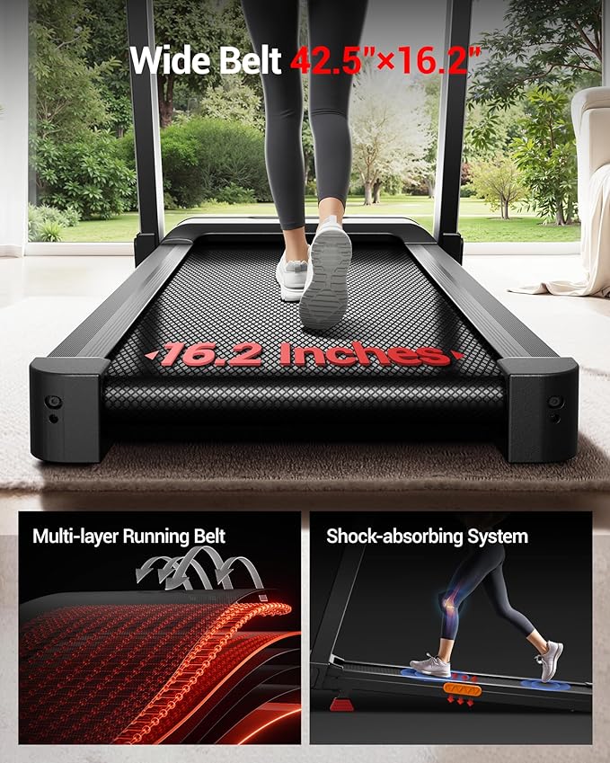 UMAY 20% Incline Treadmill for Home, 400 lb Capacity - Folding Treadmills wtih 3.5HP, 42.5" Wide Running Area & Shock Absorption for Running/Walking