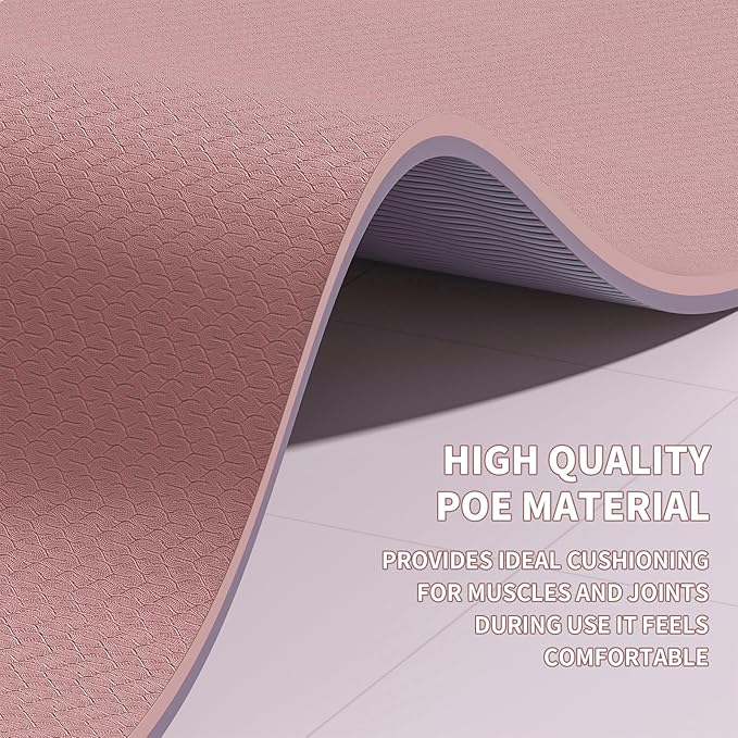 Large Yoga Mat (6'x 4') - Extra Long and Wide Workout Mat for Men and Women,Non-Slip POE 0.32''/0.4'' Thick Fitness Mat, Eco-Friendly, Thick Wide Exercise Mat for Home Workouts,Ideal for Yoga and Pilates.